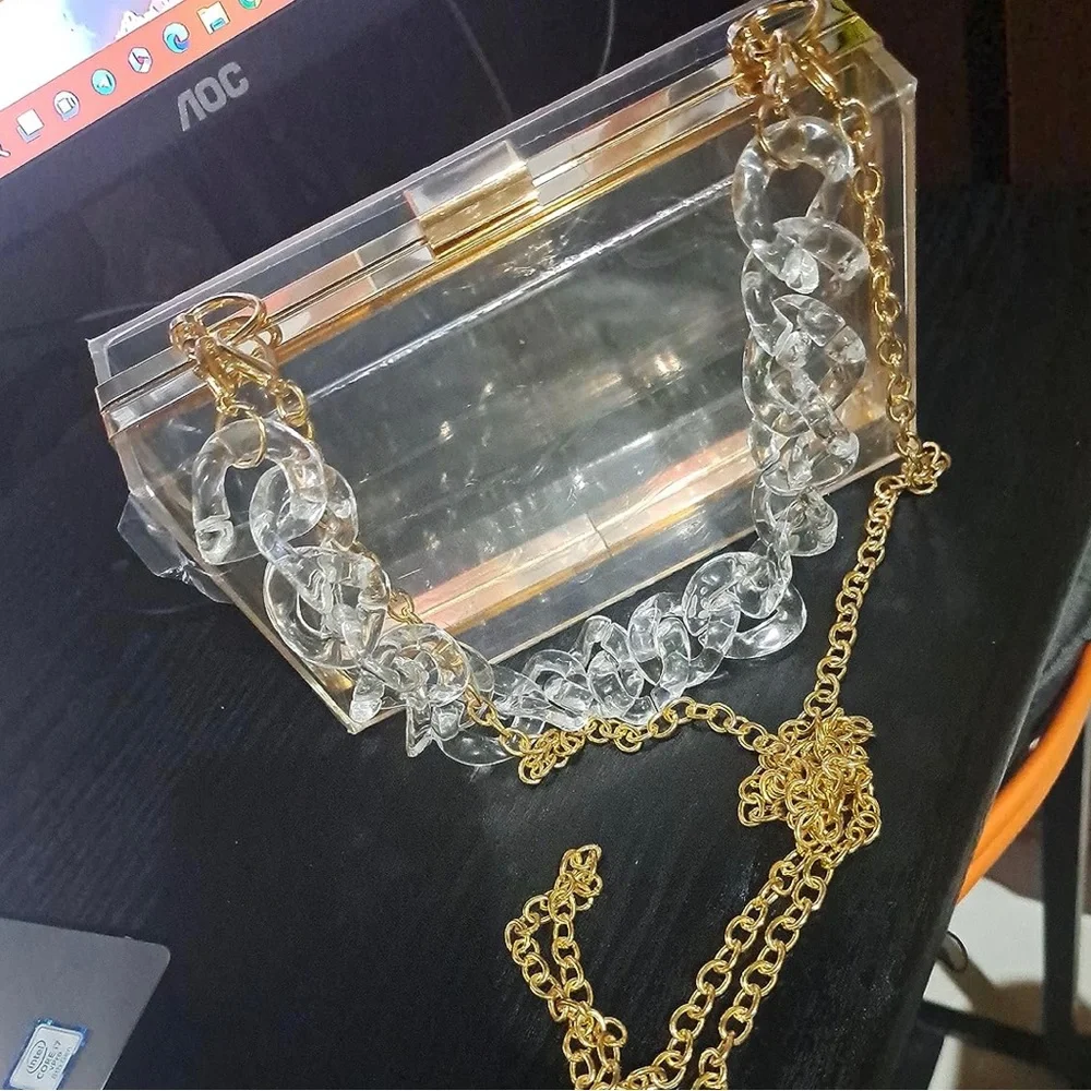 Nwt acrylic clutch bag womens handbag - Picture 2 of 5